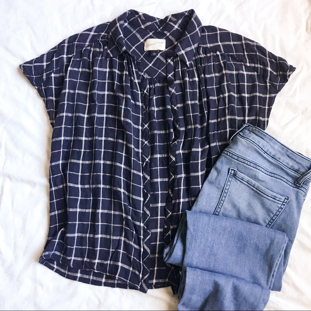 Universal Thread blue & white plaid button down
